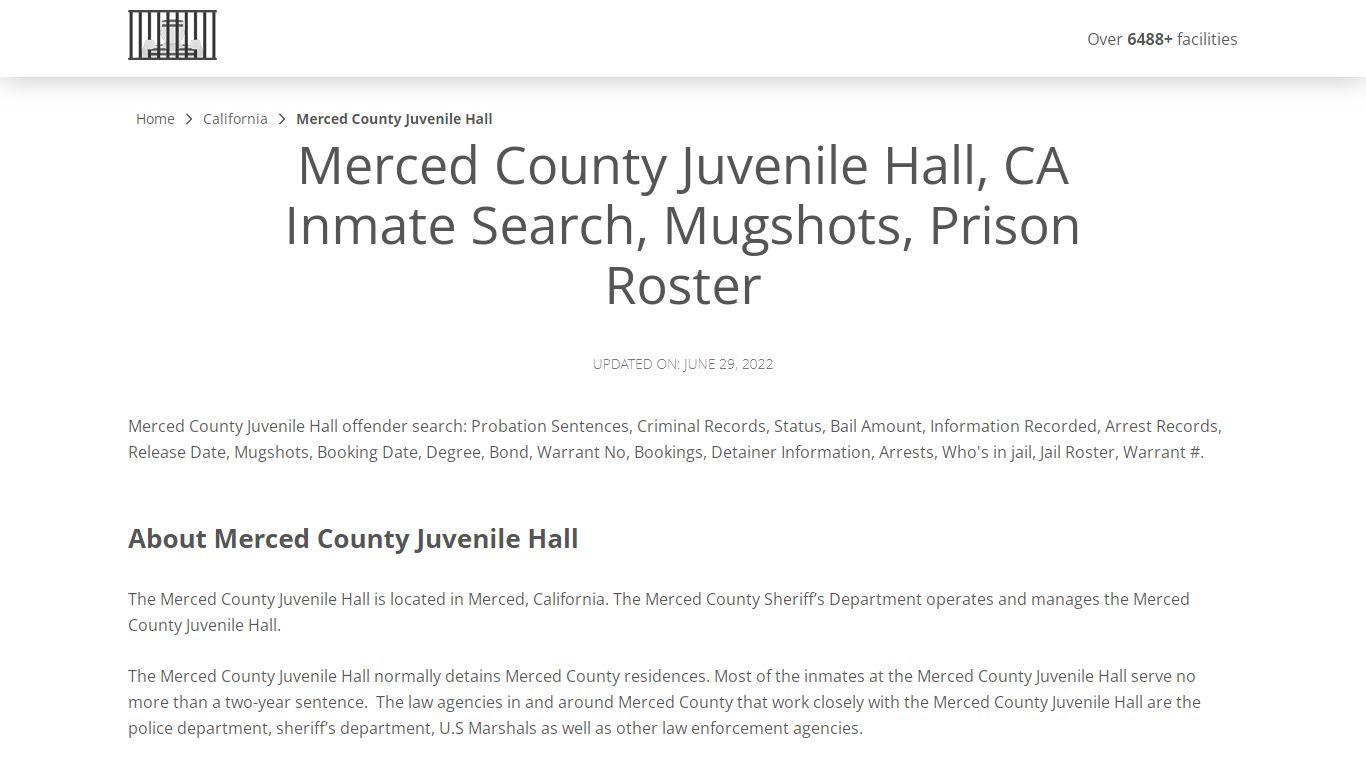 Merced County Juvenile Hall, CA Inmate Search, Mugshots ...